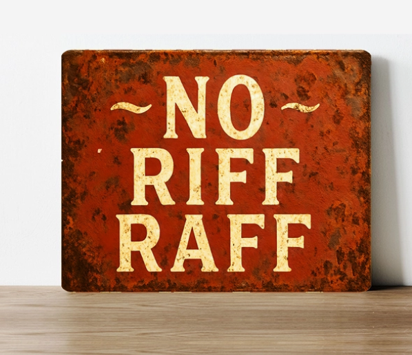 No Riff Raff  Metal Sign