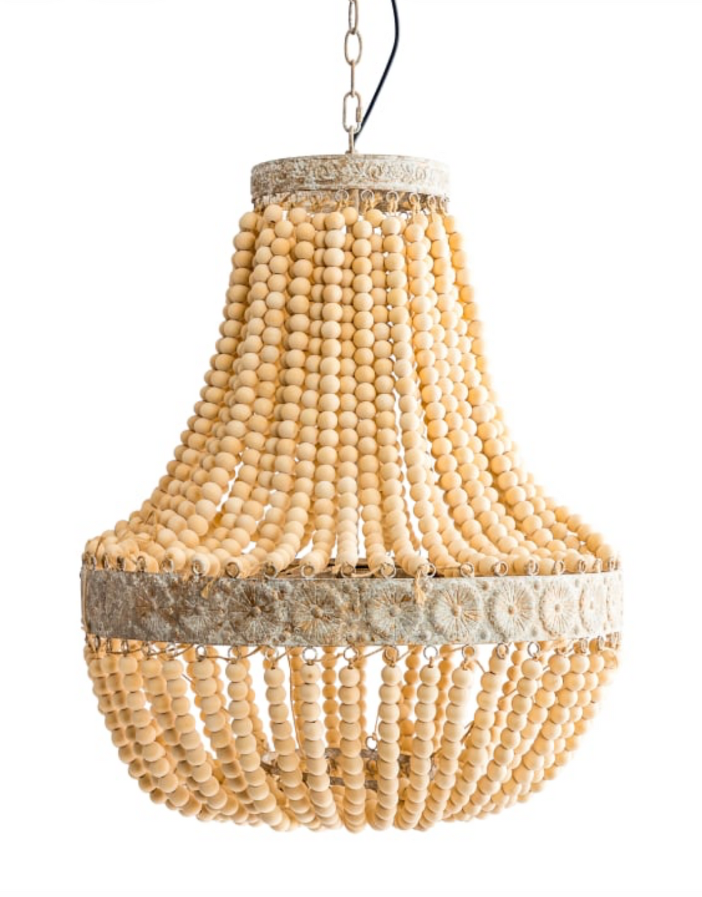 Bohemian Wooden Beaded Chandelier
