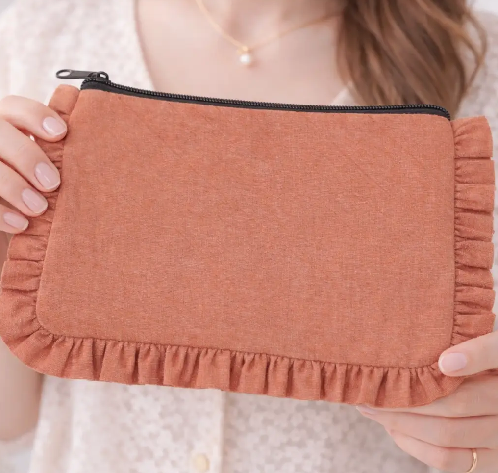 Canvas Ruffle Pouch