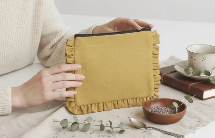 Canvas Ruffle Pouch