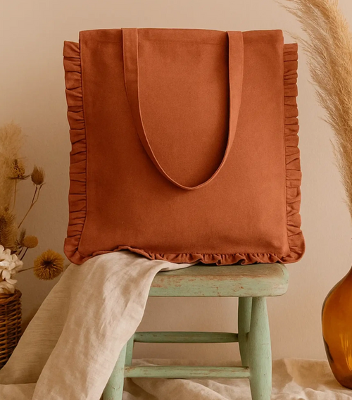 Canvas Ruffle Tote