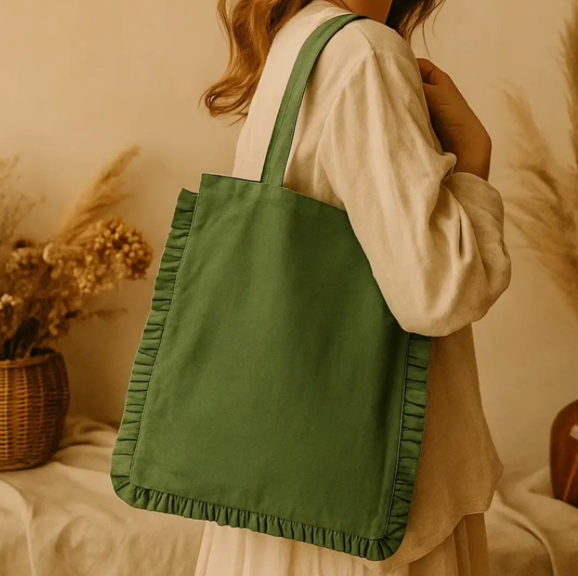 Canvas Ruffle Tote