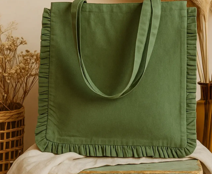Canvas Ruffle Tote
